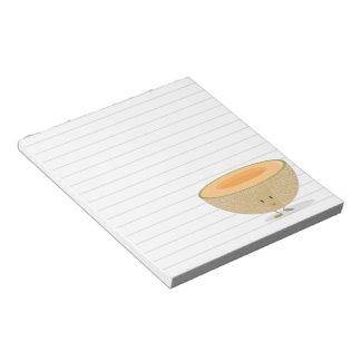 Bloc-note Cantaloupe souriant Lignes Gris Blanc