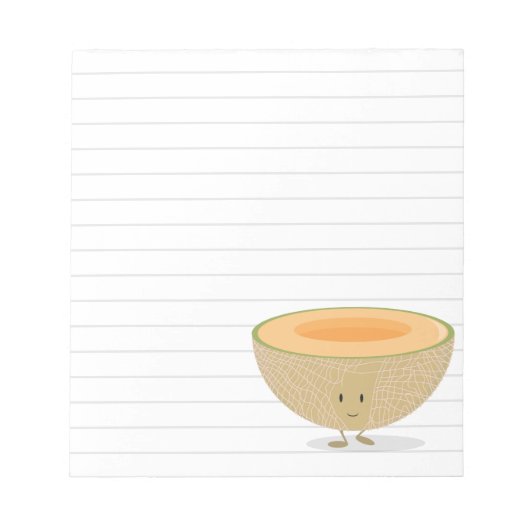 Bloc-note Cantaloupe souriant Lignes Gris Blanc (Devant)