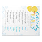Bloc-note Caoutchouc Celebrity Baby Shower Pack de jeu (Devant)