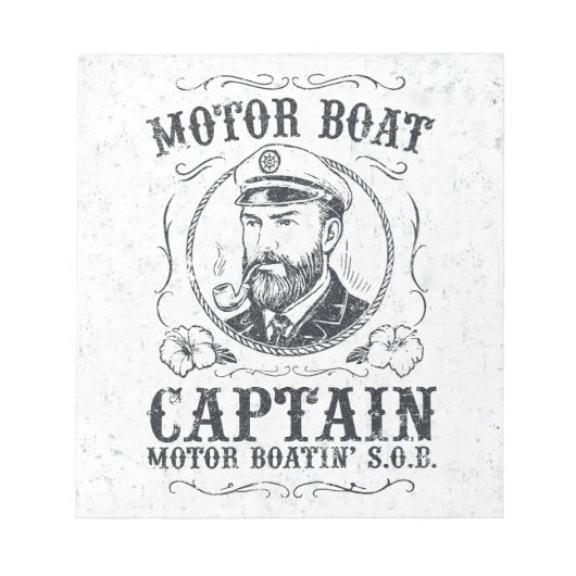 Bloc-note Capitaine de bateau à moteur drôle Pontoon Boating (Devant)