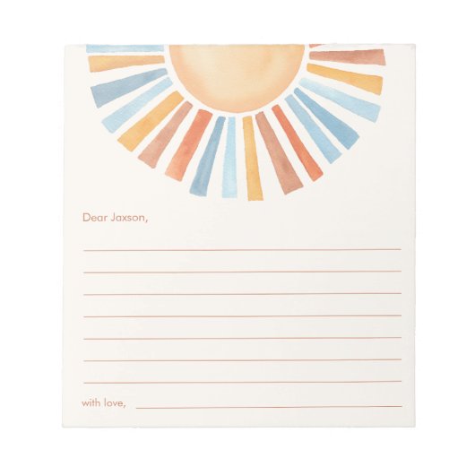 Bloc-note capsule temporelle Boho soleil soleil jaune bleu (Devant)