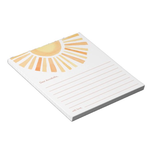 Bloc-note capsule temporelle Boho soleil soleil jaune orange (Incliné)