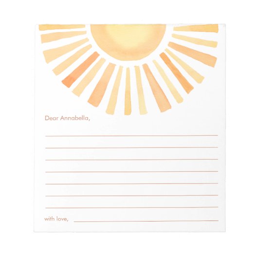 Bloc-note capsule temporelle Boho soleil soleil jaune orange (Devant)