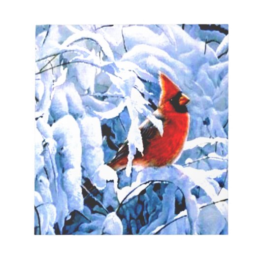 Bloc-note Cardinal Rouge dans la neige d'hiver (Devant)