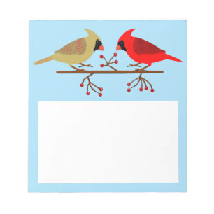 Bloc-note Cardinaux de Noël mignons et baies rouges