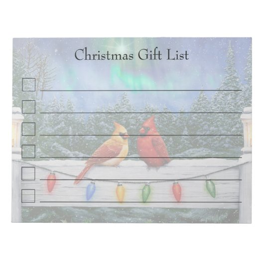 Bloc-note Cardinaux et lumières de Noël Neige d'hiver (Devant)