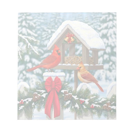 Bloc-note Cardinaux et mangeoire de Noël (Devant)