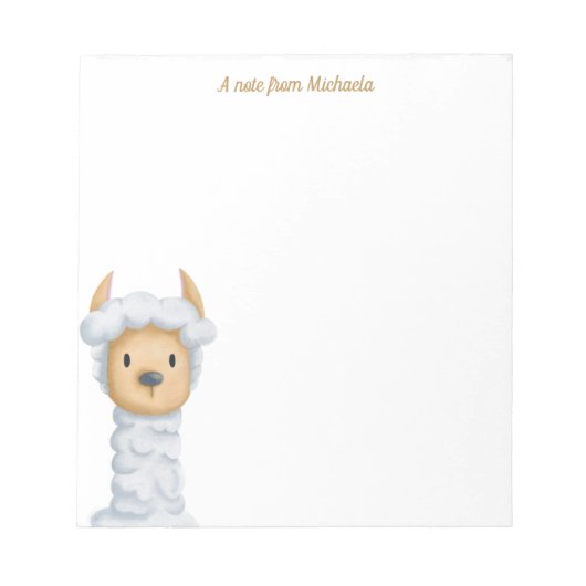 Bloc-note Caricature Cute Llama pour enfants (Devant)