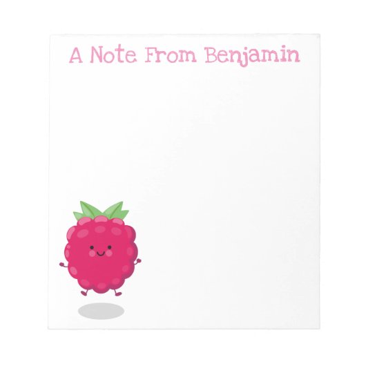Bloc-note Caricature de framboise très heureuse (Devant)