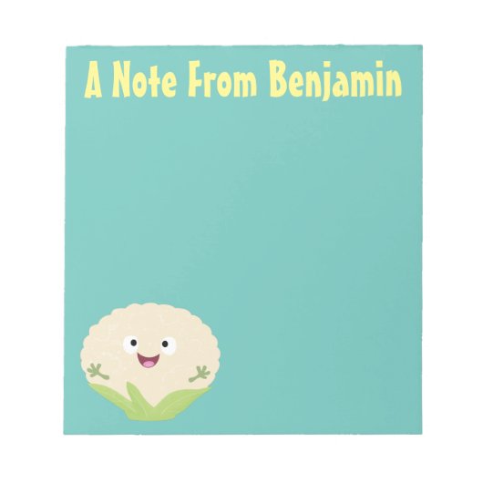 Bloc-note Caricature de légume de chou-fleur joyeux (Devant)