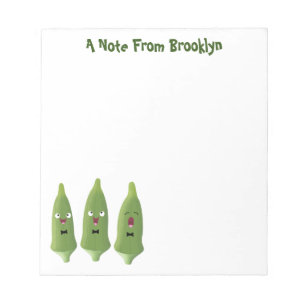 Bloc-note Caricature de légumes de l'okra chantante mignonne