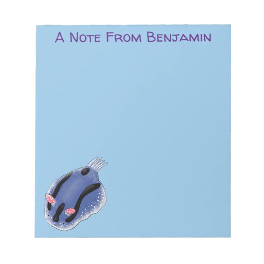 Bloc-note Caricature de nudibranche bleu mignon (Devant)