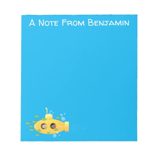 Bloc-note Caricature de poisson sous-marin jaune mignon (Devant)