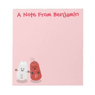 Bloc-note Caricature de shakers de sel et de poivre de Cute