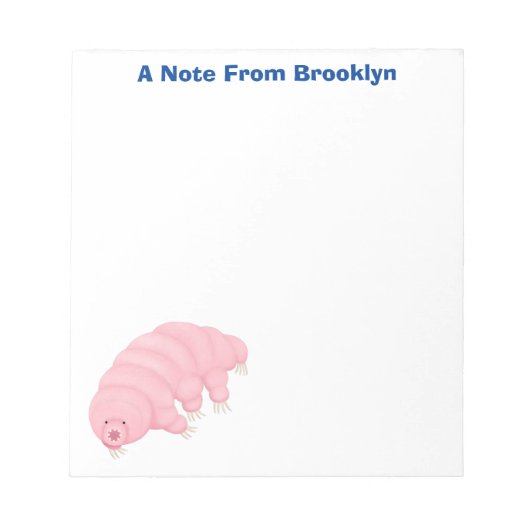Bloc-note Caricature d'ours d'eau tardigrade rose mignon (Devant)