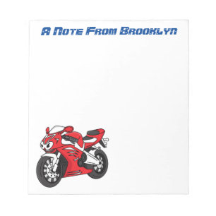 Bloc-note Caricature moto de sport rouge mou