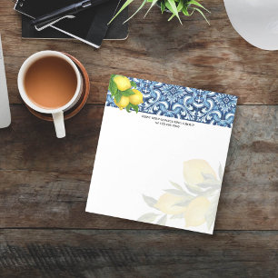 Bloc-note Carreaux bleus citrons Amalfi Positano personnalis