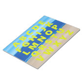 Bloc-note Carte Alphabet Jaune Plage de sable Ocean Sky Bloc (Incliné)