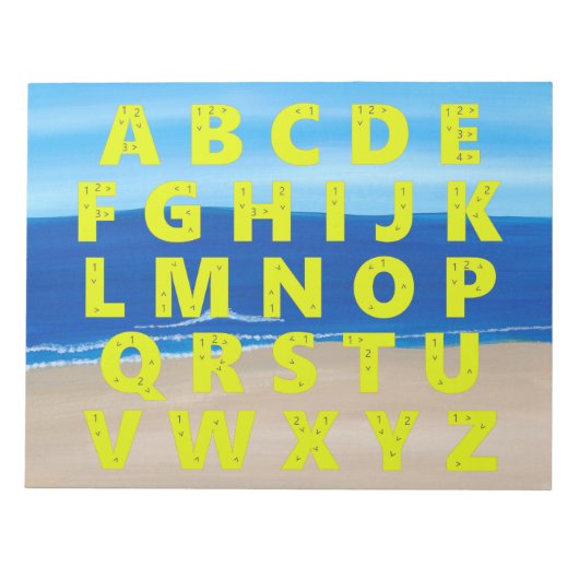 Bloc-note Carte Alphabet Jaune Plage de sable Ocean Sky Bloc (Devant)
