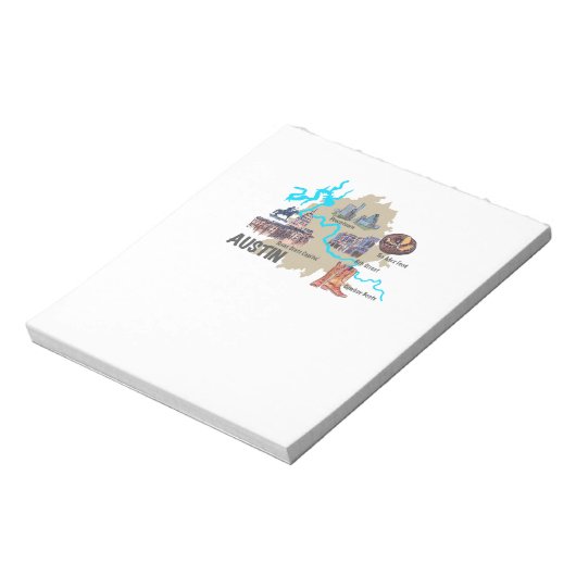 Bloc-note Carte Austin Texas (Tourné)