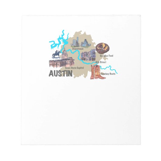 Bloc-note Carte Austin Texas (Devant)