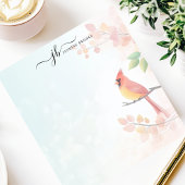 Bloc-note Carte de branche d'automne de cardinal à l'aquarel