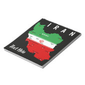 Bloc-note Carte de l'Iran avec drapeau et emblème (Tourné)