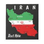 Bloc-note Carte de l'Iran avec drapeau et emblème (Devant)