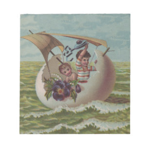 Bloc-note Carte de Pâques antique Œuf de Voile Enfants