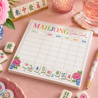 Bloc-note Carte de pointage de Mahjong à motif floral