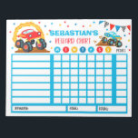 Bloc-note Carte de récompense Camion Monster Chorages person<br><div class="desc">Tableau de routine personnalisé des récompenses</div>