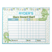Bloc-note Carte de récompense Cute Dinosaur Chore Nom person (Devant)