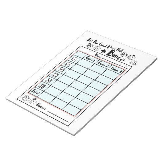 Bloc-note Carte de score Bunco (Incliné)