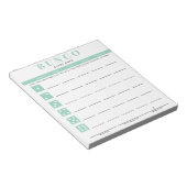 Bloc-note Carte de score Bunco bleu menthe et blanc (Incliné)