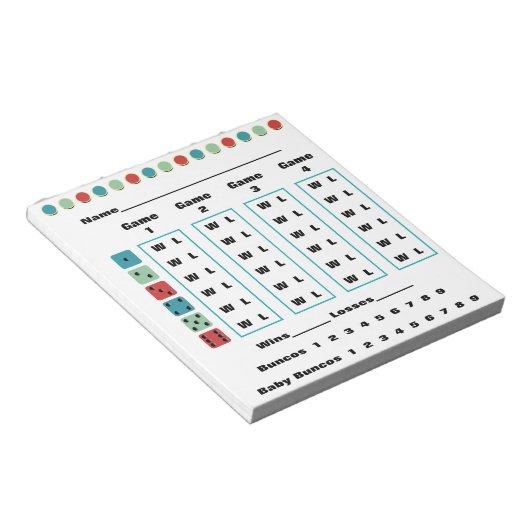 Bloc-note Carte de score Bunco Dots Bunco (Incliné)