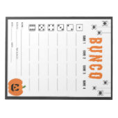 Bloc-note Carte de score du jeu Bunco pour la fête d'Hallowe (Devant)