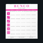 Bloc-note Carte de score simple Hot Rose et White Bunco<br><div class="desc">Retirez autant de cartes de score que nécessaire de ce bloc-notes et rationalisez votre jeu Bunco avec ces prêts à aller et facile à utiliser déchirer des feuilles de score et chaque joueur peut facilement garder trace de leurs victoires et pertes ainsi que des buncos de tallage et des petits...</div>