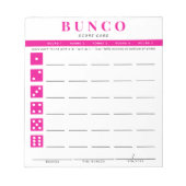 Bloc-note Carte de score simple Hot Rose et White Bunco (Devant)