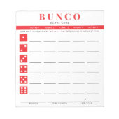 Bloc-note Carte de score simple Red and White Bunco (Devant)