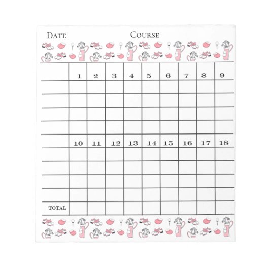 BLOC-NOTE CARTE D'ÉCRAN ROSE ET BLANC GOLFER PORTE (Devant)