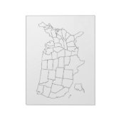Bloc-note Carte des États-Unis vierge avec contours des État (Tourné)