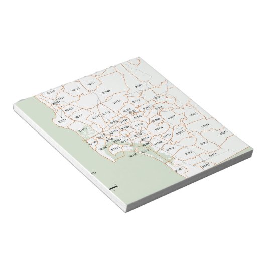 Bloc-note Carte du code postal San Diego (Incliné)