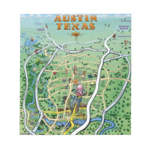 Bloc-note Carte du dessin animé Austin Texas