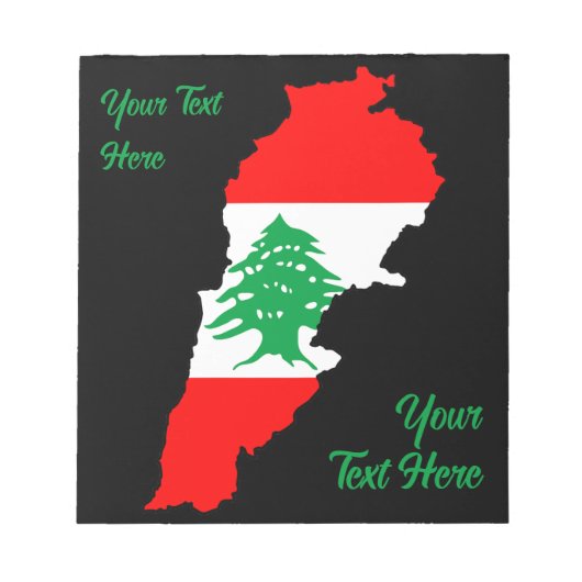 Bloc-note Carte du Liban avec drapeau (Devant)