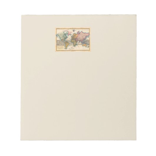 Bloc-note Carte du Monde 1780 Bonne Antique Planisphère (Devant)
