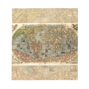 Bloc-note Carte du monde antique de Forlani 1565 Cartographi