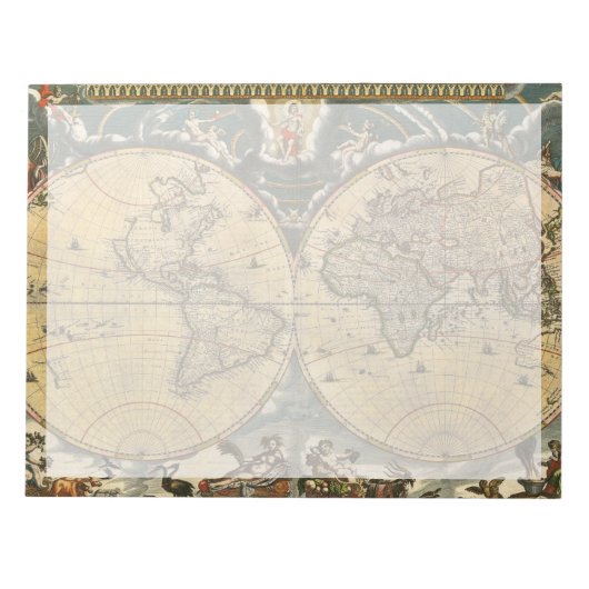 Bloc-note Carte du monde antique J. Blaeu 1664 (Devant)