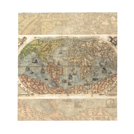 Bloc-note Carte du monde Forlani Antiquev 1565 Renaissance (Devant)