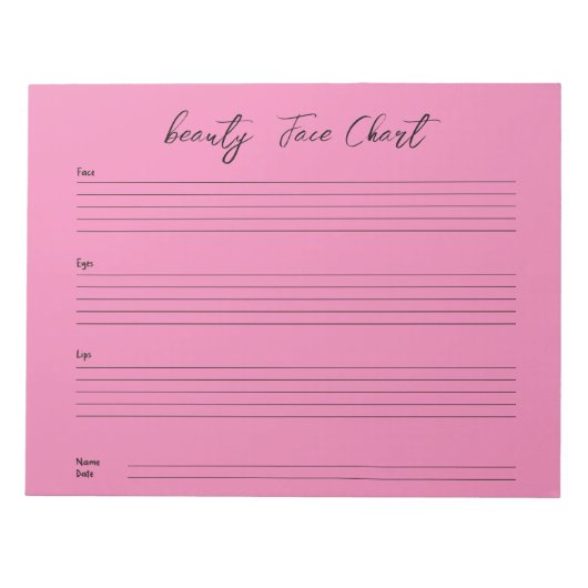 Bloc-note Carte graphique faciale de maquillage professionne (Devant)