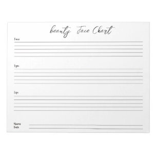 Bloc-note Carte graphique faciale de maquillage professionne